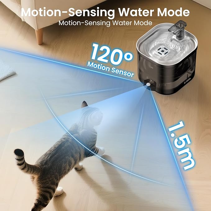 Accokids Wireless Cat Water Fountain Cordless with External Pump, 68oz Rechargeable Automatic Pet Cat Fountains for Drinking with Motion Sensor, Quiet Pump (3 Filter) | 68oz Cat Fountain with External Pump, Quiet Operation, 3 Filters for Clean Drinking... - Image 8