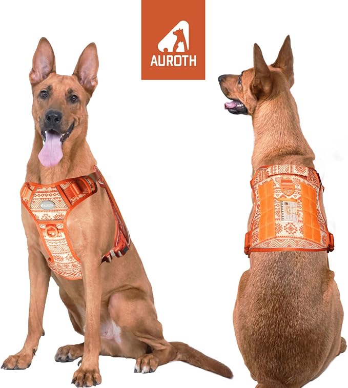 AUROTH Tactical Dog Harness for Large Dogs, Heavy Duty No Pull Pet Vest | Easy Control Handle, Adjustable, Reflective, Military K9, for Doberman Husky Walking Hunting Hiking, Bohemia Orange, X-Large - Image 2