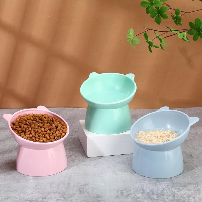 3 Pcs Elevated Cat Bowls 15° Raised Cat Bowl with Silicone Mat | Whisker Friendly Anti Vomiting Cats Dishes Pet Food and Water Bowls for Indoor Cats Kittens - Image 5