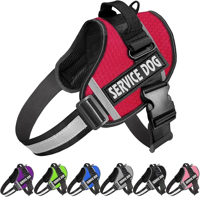 JSXD Dog Harness,No-Pull Service Dog Harness with Handle Adjustable Outdoor Pet Dog Vest 3M Reflective Nylon Material Vest for Breeds,Easy Control for Small Medium Large Dogs by JSXD