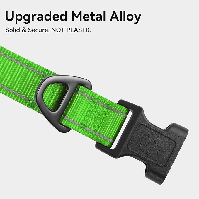 Joytale Reflective Dog Collar, Adjustable Neoprene Padded, Green S | Breathable Nylon for Small Dogs, No Chafing on Daily Walks and Training, Gentle on Neck, Secure Metal D-Ring, Night Safety - Image 3