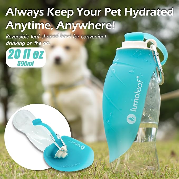 LumoLeaf Dog Water Bottle for Walking, Portable Pet Water Dispenser with Foldable Leaf Bowl – Lightweight Travel Bottle for Small & Medium Dogs, 20 fl oz - Image 6
