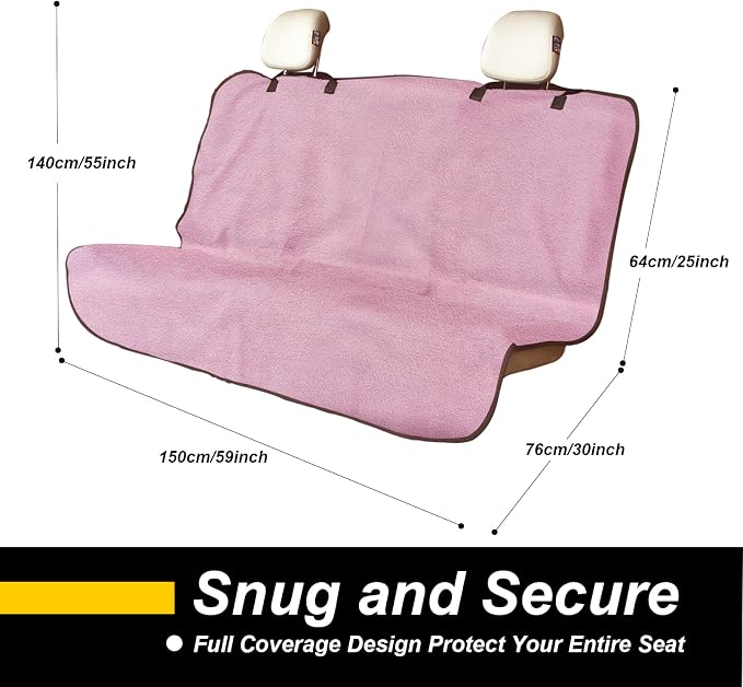 Back Seat Cover for Car Trucks Van SUV Jeep,Waterproof Rear Bench Towel Seat Covers for Dogs and Kids,Automotive Backseat Protector (Pink) - Image 4