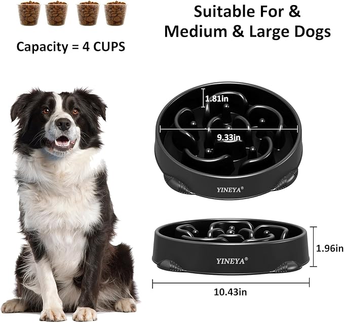 YINEYA 4 Cups Slow Feeder Dog Bowls Large Breed, Anti-Choking Pet Supplies, Maze Dog Food Bowl, Puzzle Feeder That Slow Down Eating | Dog Food Bowl Slow Down Eating Prevents Bloat, Promotes Healthy Digestion, Puzzle Feeder Interactive Makes Meal Time Fun - Image 5