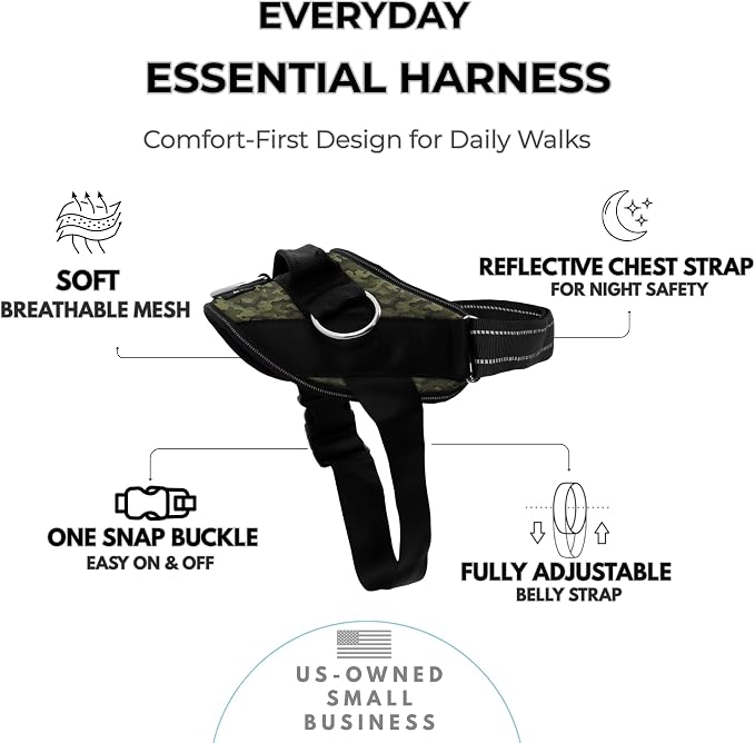 ShawnCo Essential Dog Harness, No-Pull Pet Vest (Military Camo,XL) | 3 Leash Clips, Easy On, No-Choke, Reflective, Adjustable Fit, Padded Comfort, Control Handle, For Small, Medium & Large Dogs - Image 2