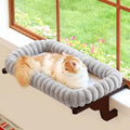 Zakkart SnugCloud Cat Window Perch with 4-Sided Bolster - Orthopedic Cat Hammock for Window Sill - Solid Hardwood & Metal Frame - Window Seat for Pets (Dark Stained Wood w/Gray Bed, Medium) by Zakkart