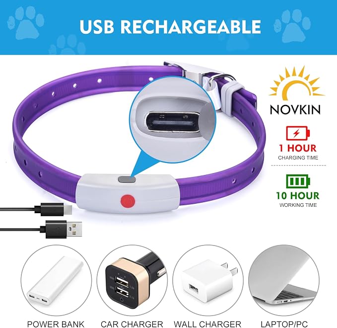 Lighted Dog Collar, Rechargeable Light Up Pet Collar, Waterproof LED Dog Collar Glow in the Dark, Make Pet Visible and Safety for Night Walking for Small Medium Large Dogs (Rainbow) - Image 5