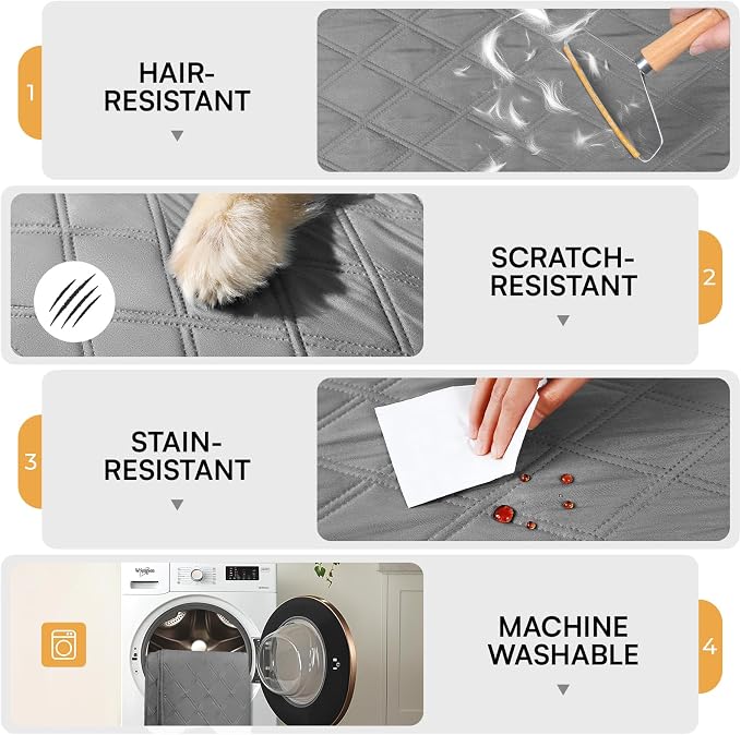 Luciphia Waterproof Couch Cover for Dogs, Non-Slip Pet Sofa Protector | Non-slip waterproof couch cover scratch-resistant machine washable protects sofa bed from spills fur, Light Grey, 82" x 120" - Image 4