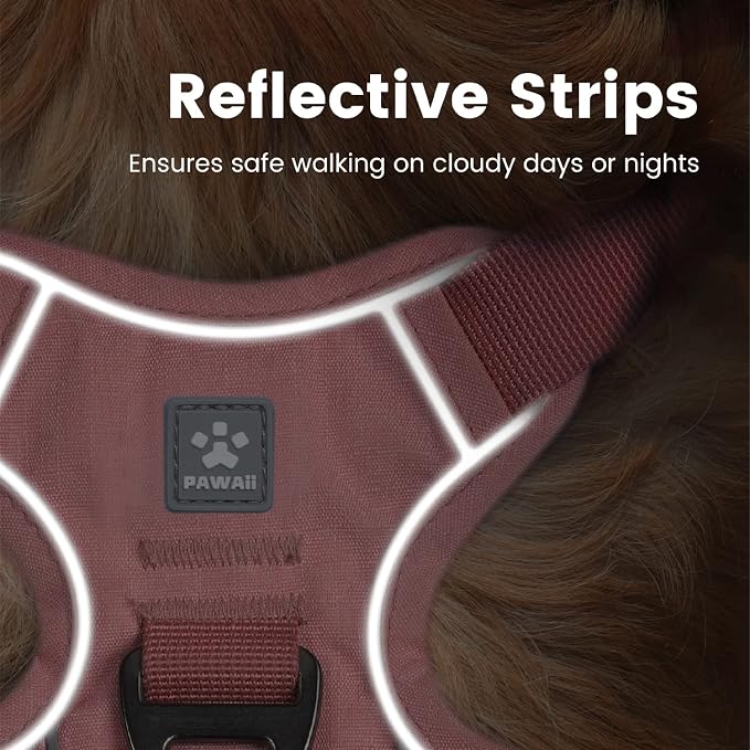 Pawaii No Pull Dog Harness with Pet ID Tag, Reflective Vest | Built for safer walks with a QR Pet ID Tag, front no pull clip, reflective trim, control handle and breathable mesh lining - Image 6