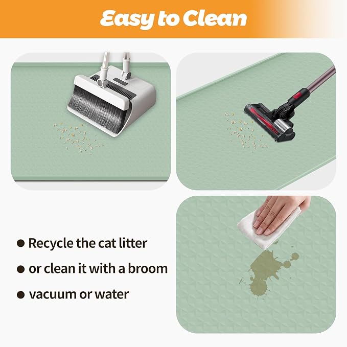 Cat Litter Mat for Litter Box 51"x25.6" Extra Large Silicone Mat, Green | Waterproof Non-Slip Litter Box Mat with Raised Edges, Cat Litter Trapping Mat for Pet, Cat Litter Rug for Floor - Image 5