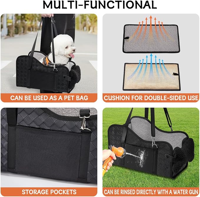 TKYZ Center Console Dog Car Seat for Small Dogs,for Car/SUV/Small Truck | Soft Pillow,Double fixation,PU Leather Easy To Clean,Pet Booster with Safety Belt,Puppy Car Seat for Small Dogs 0-11 lbs - Image 5