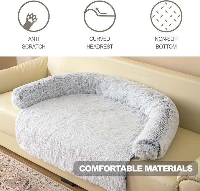 Calming Dogs/Cats Bed Mats, Dog Pad Washable Removable Couch Cover, Plush Long Fur Mat for Pets, Waterproof Lining, Perfect for Small, Medium and Large Dogs and Cats (Gradient Gray, 34"x30") - Image 4