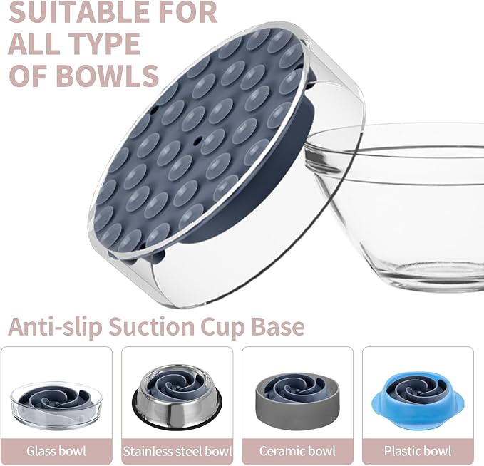 Slow Feeder Dog Bowls Insert, Bestalk Soft Silicone Slow Eating Feeder Insert with Suction Cups for Small, Medium and Large Dogs, Fit into Basic and Elevated Dog Bowls, Grey - Image 6