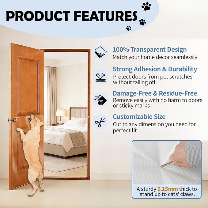 Cat Scratch Furniture Protector Set, Single-Sided Couch Protector from Cats Claws, Cat Anti Scratch for Furniture, Cats Scratching, Couch, 2 Rolls(196.8"X15.8" + 118.1"X7.9") with 50 Twist Pins - Image 3
