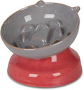Ceramic Slow Feeder Cat Bowl, 15-Degree Tilted Non-Slip | Food-Grade Ceramic For Indoor Cats, 5.3 In Shallow Bowl, Whisker-Friendly, Dry And Wet Food, Dishwasher Safe by KittyDine