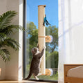 Lulu's World Sisal Cat Wall Scratcher Post with 4 Suction Cups 32" Tall | No-Drill,sturdy climbing tree,wall shelves,kitten wall furniture,natural style,feather toy,save space,for indoor by LuLu%E2%80%98sWorld