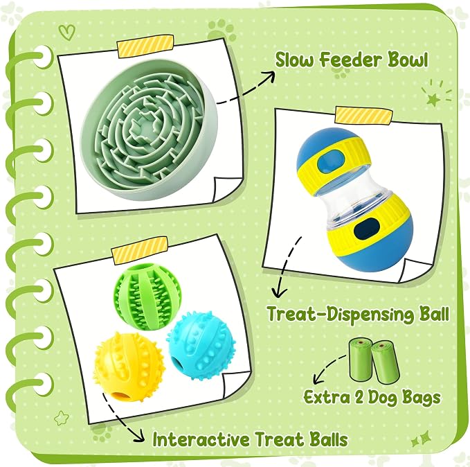 Dog Puzzle Feeder Set with Slow Feeder Bowl & Treat Ball | For Small & Medium Dogs,Adjustable Food Dispensing,Mental Stimulation,Interactive Play - Image 2