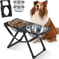 Foldable Elevated Dog Bowl Holder with 2 Large 85oz Stainless Steel Bowls, 12" Tall Raised Dog Bowl Stand for Large Breeds, Indoor and Outdoor Use by FLODOMIXHOME