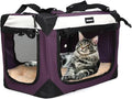 Large Cat Carrier, Collapsible Dog Travel Crate Portable Soft-Sided Pet Carrier with Super Soft Warm Plush Mat for Indoor and Outdoor 24x16x16in,Purple by Sivlefoss
