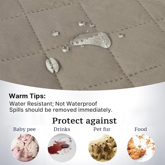 H.VERSAILTEX Sofa Protector for Dogs/Cats/Pets Sofa Covers Slipcover Quilted Couch Coveres Loveseat Covers with Non Slip Elastic Strap Water Resistant Seat Width: 46" (Loveseat, Khaki/Beige) - Image 5