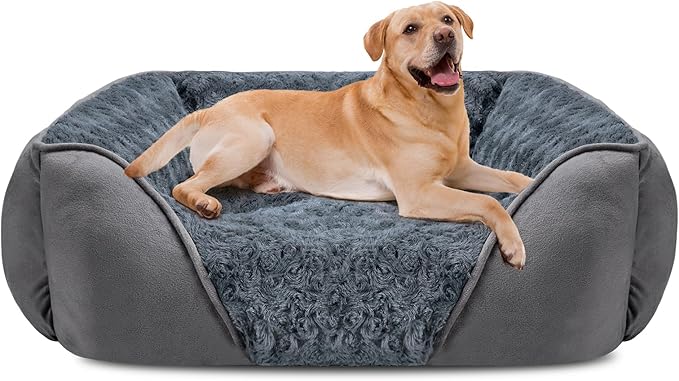 XX-Large Dog Bed for Large Medium Small Dogs, Rectangle Washable Dog Bed, Orthopedic Dog Bed, Soft Calming Sleeping Puppy Bed Durable Pet Cuddler with Anti-Slip Bottom XXL(42"x30"x10") by INVENHO