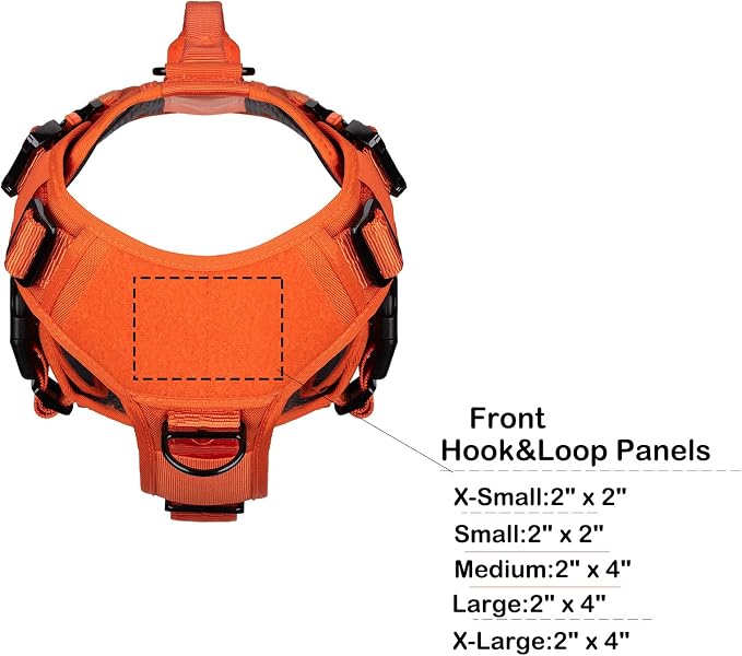 ICEFANG No Pull Tactical Dog Harness for X-Large Dogs,Adjustable Dog Vest | Control Handle,MOLLE Panel,Front Hook,3 Leash Clips,Soft Padded,for walking training,Orange,X-Large - Image 5