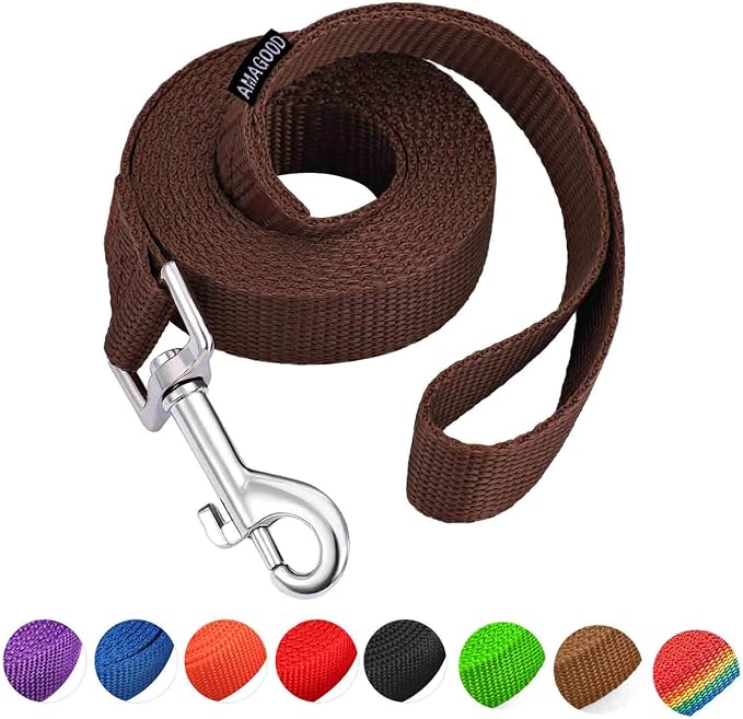 AMAGOOD 6 FT Puppy/ Dog Leash, Strong and Durable Traditional Style Leash with Easy to Use Collar Hook, Great for Small, Medium and Large Dogs (3/4 in x 6 ft(Pack of 1), Brown) by DOGLEASH