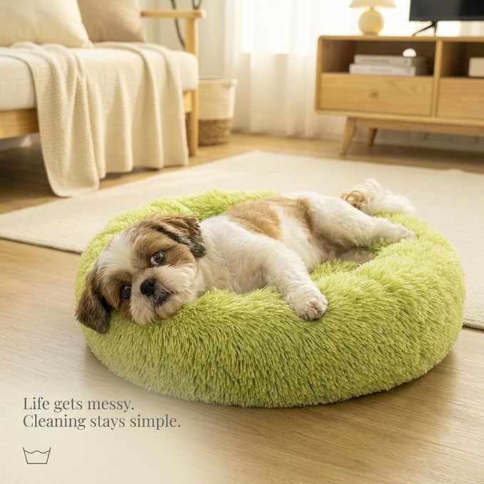 nononfish Calming Donut Dog Bed for Small Dogs,Soft Plush Pet Bed | Soft calming donut bed with plush comfort and raised edge support for small dogs. - Image 7
