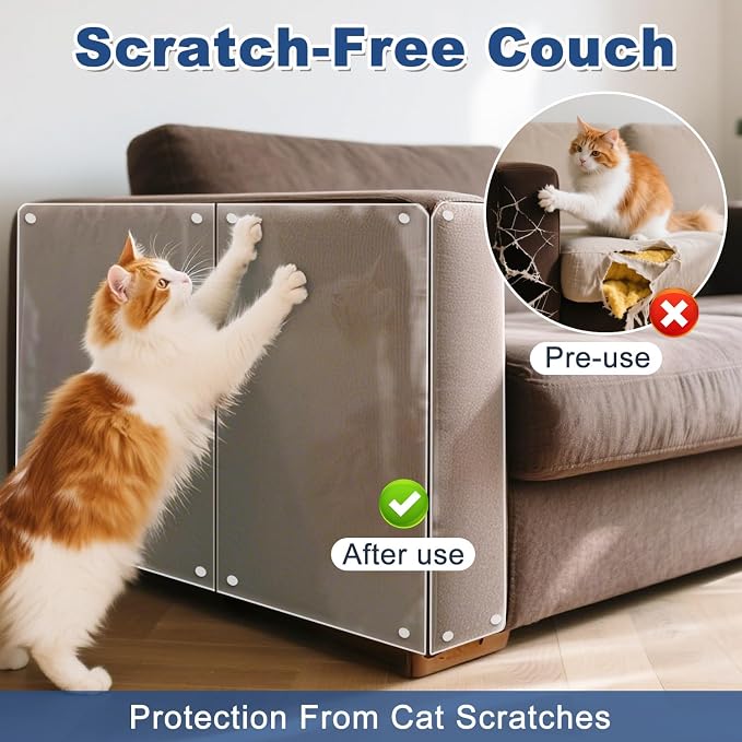 Cat Scratch Furniture Protector, 12-Pack Couch Protector from Cat Claws, Cat Couch Protector Single-Sided Furniture Protectors from Cats Scratching for Sofa Corners Walls Doors(with 50 Twist Pins) - Image 4