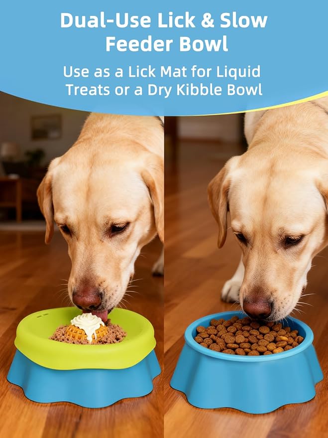 Huafly Slow Feeder Dog Bowls for Liquid Treat, Yogurt Pup Lick Toy,Bone Broth Dog Lick Bowl, for Small Large Medium Dogs Dietary Supplement or Post-op Nutrition,Include Enrichment Ball-Roll - Image 3