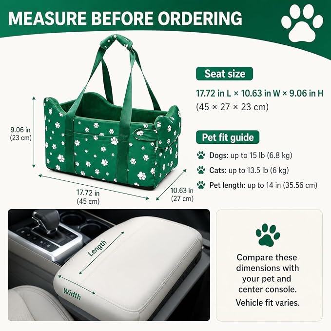 Small Dog Car Seat for Center Console, Wilderness Green | Cullaby Small Dog Car Seat for Center Console, - Image 5