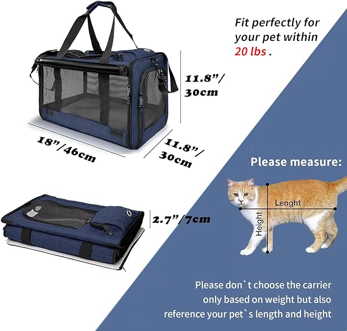 GAPZER Medium Cat Carrier Large Cat 15 lbs+ Soft Pet Car Cage Small Puppy | Privacy Protection Big Kitten Car Travel Cloth Carry Bag up to 20 lbs, Small Animal Portable Mesh Kennel Cage for Vet Visits - Image 3