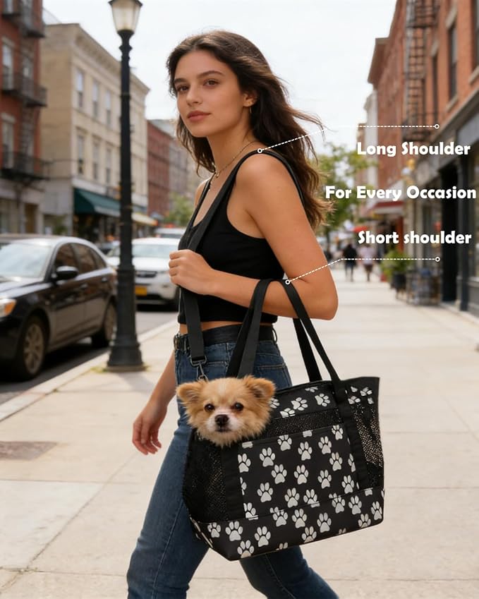 Dog Purse Carrier for Small Dogs with Pocket,Dog Carriers Soft Sided,Pet Carrier Purse for Puppy and Cats Up to16 lbs,Dogs and Puppies Tote Bag Carrier,Collapsible Travel Puppy Carrier - Image 5