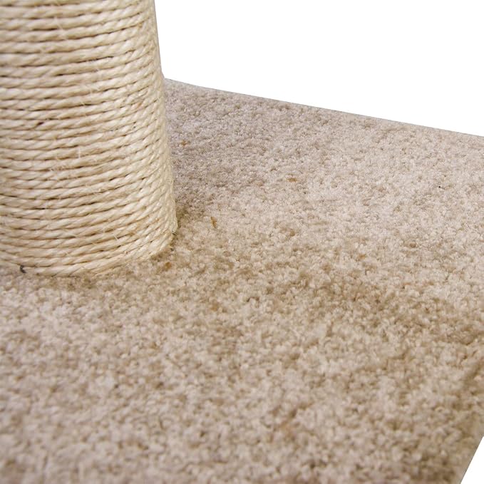 Cat Scratching Post Carpet, Tall Big Sisal Rope Cat Scratch Pole for Cats and Kittens, Stable Carpeted Heavy Base (Beige/Yellow) - Image 5