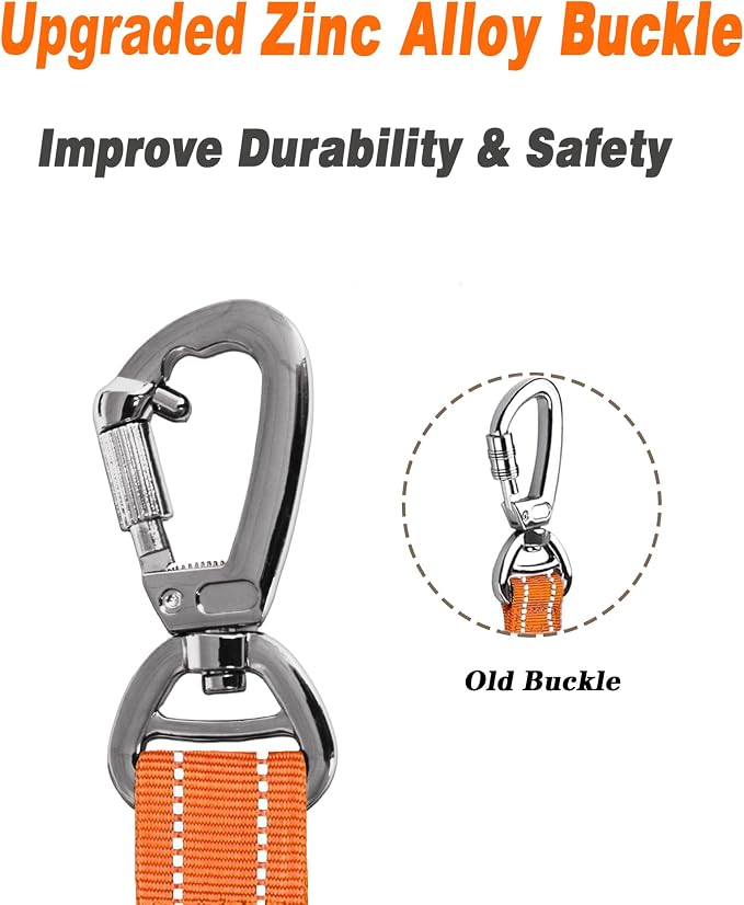 AUBELL Tactical Dog Leash Heavy Duty,4-6ft No Pull Bungee Leash,Orange | Reflective Dog Leash for Medium Large Dogs with Comfortable Padded Double Handle,Car Seat Belt,360 Degree Rotating Carabiner - Image 5