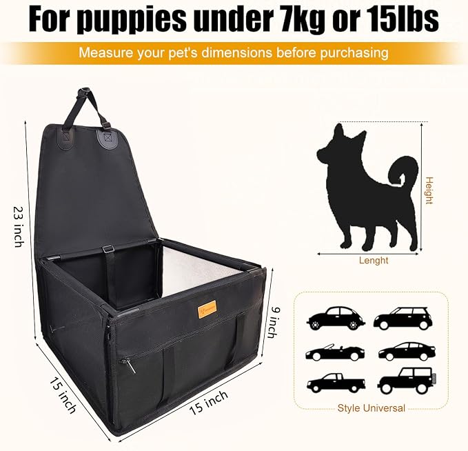 Pet Dog Booster Seat, Upgrading the Framed wall to Prevent Collapse，Crash Tested car Dog seat，Removable andWashable pet car seat (Frame Black) - Image 3