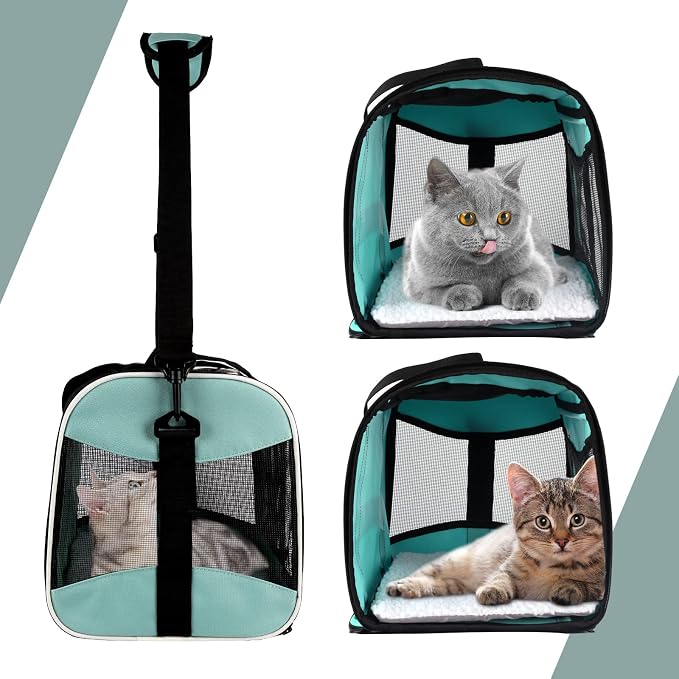 Cat Dog Carriers Soft-Sided Pet Carrier Large Cats for Medium Big Cat Small Dog Puppy up to 16lbs TSA Airline Approved Animal Collapsible Cat Carrier Carriers Travel Carrier Cat Bag (17x11x11) - Image 3