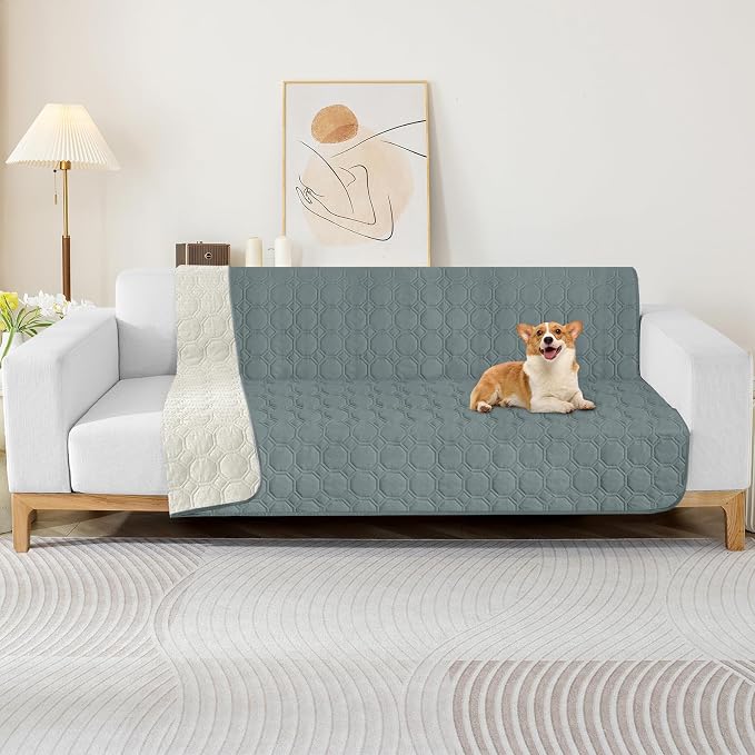ZNSAYOTX Ultimate Cozy Blankets (68"x82") 100% Waterproof Bed Mat Blanket for Dog Pets, Couch Sofa Protector with Non-Slip Back Washable Durable, Pee Scratch Proof Easy to Clean (Dark Grey) - Image 2