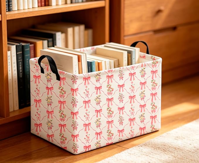 CLOCOR Rectangular Storage Basket Empty,Gift Basket,Waterproof Storage Bin,Room Decor(Spring Flower) - Image 2