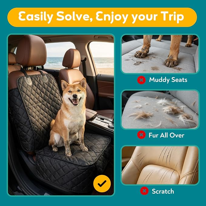 Dog Car Seat Covers Waterproof Front Full Protection Cover with Side Flaps - Image 2