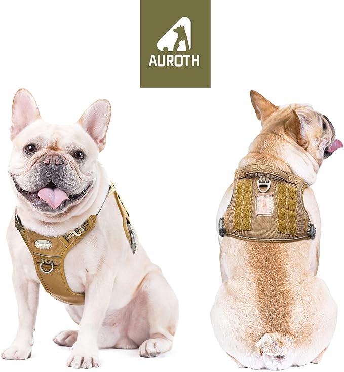 AUROTH Tactical Dog Harness for Small Medium Dogs No Pull Adjustable Pet Harness Reflective K9 Working Training Easy Control Pet Vest Military Service Dog Harnesses Army Yellow S | No Choke, Heavy Duty, Reflective, Military K9, Adjustable, Handle, Easy... - Image 2