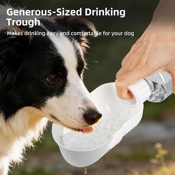 Dog Water Bottle, Leakproof Portable Water Bottle for Dogs, Dog Travel Water Bottles with Convenient Bottles Strap, Dog Travel Accessories for Walking, Hiking, Outdoor, Camping (17oz White) - Image 3