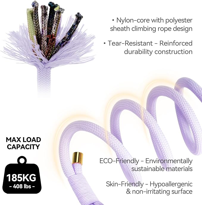 5FT Dog Leash Puppy Cat Rope Lead for Small Medium Large Dogs | Light Purple, with Anti-tangle Swivel Clip, Comfortable Non-slip Grip Handle, Ideal for Daily Walks and Training - Image 3