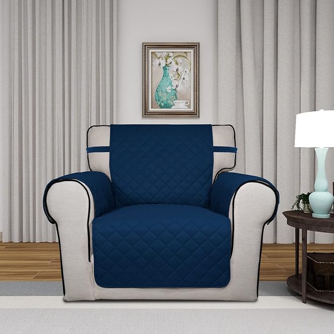 PureFit Reversible Chair Sofa Cover Dog Couch Covers for Sofa, 25.5 in | Navy/Navy, Water Resistant Couch Protector, Washable Pet Couch Cover with Non Slip and Elastic Straps For Kids - Image 2