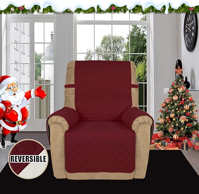Easy-Going Reversible Couch Cover, Recliner 19 in, Christmas Red/Ivory | Machine Washable Slipcover For Dogs, Water Resistant Furniture Mat For Living Room, Non-Slip Sofa Cover, Pet Friendly - Image 2