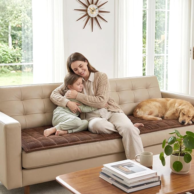 Fixwal Waterproof Corduroy Dog Couch Cover, 27.6" x 70.9", Dark Brown | Integrated TPU Barrier, Non-Slip Backing, Machine Washable, Pet Friendly, Easy Clean Pet Hair, Soft Sofa Cushion Protector - Image 8