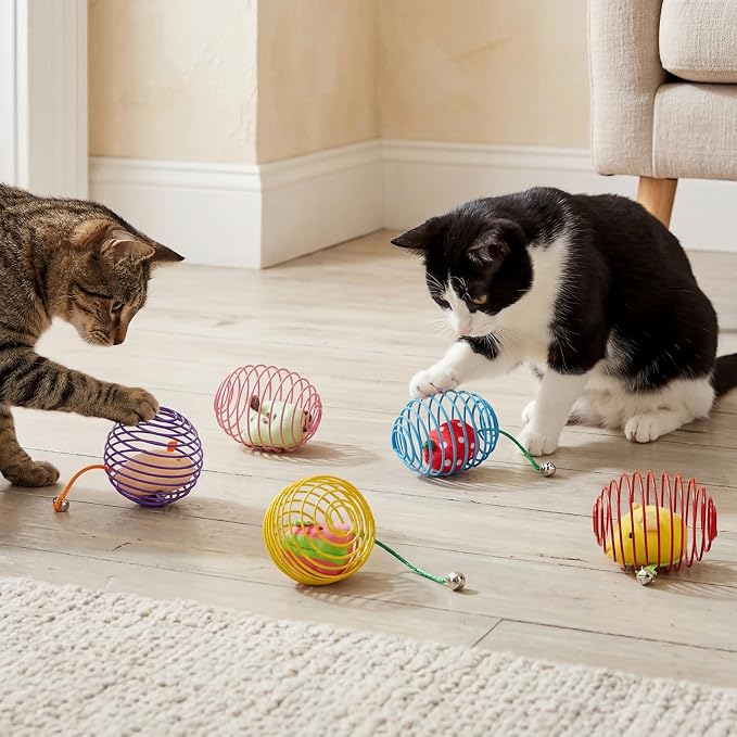 Jecery 5 Pcs Cat Toys Spring,Fruit Mouse,Multicolor | Interactive Metal Cat Toy, Stretchable Rolling Ball, for Indoor Cats, Colorful Playful Coils, Kitten Pet Supplies - Image 6