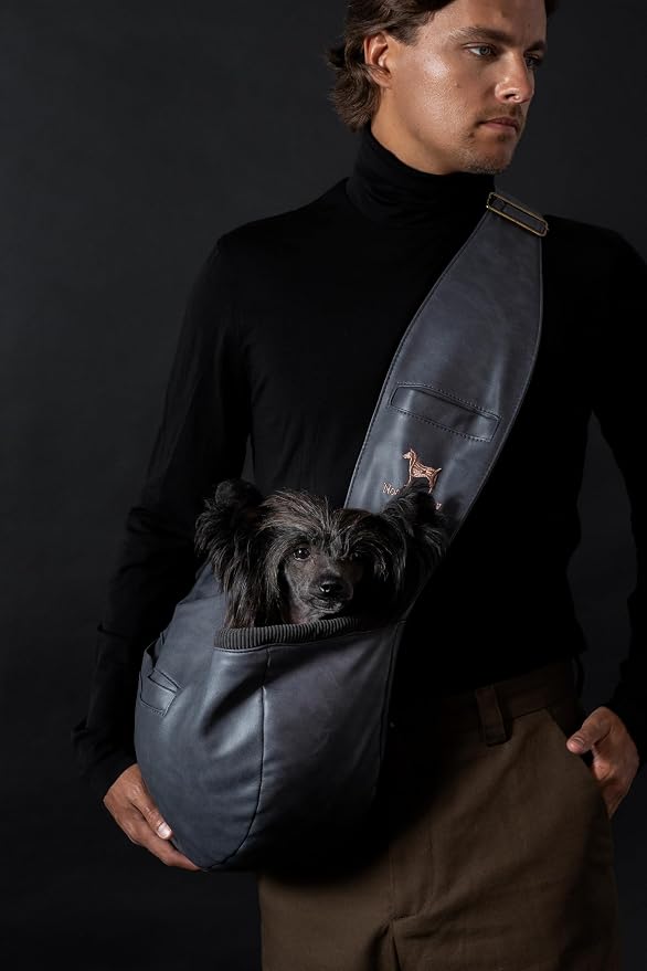 Noah & Paw Dog Sling Carrier for Small Dogs 3-10lb, Dog Sling for Small Dogs and Cats, Dog Carrier with Adjustable Padded Strap, Vegan Leather Lined with Fur, 3X Safety Features, Machine Washable - Image 9