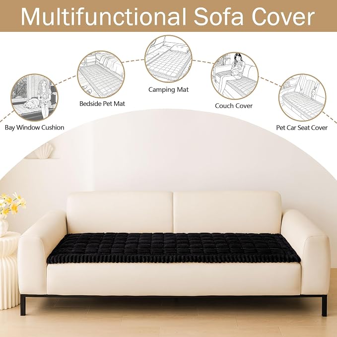 hyha Couch Cover for Dogs, Washable Non Slip Plush Flannel Sofa Protector | Thick Flannel, Anti-Slip Backing, Pet Hair & Scratch Protection, Fits Sofa & Loveseat (27.6" x 59") - Image 3
