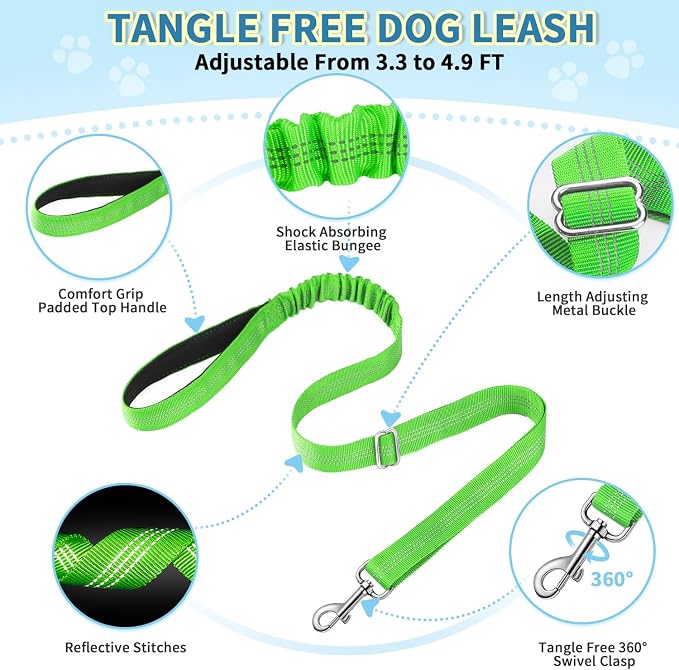 Lukovee Soft Padded Small Dog Harness (X-Small, Green) with 4ft Lightweight Leash, Adjustable Reflective Vest for Walking, Running, Hiking, Training | Both Neck & Chest Adjustable, Reflective, Puppy Harness with 4ft Lightweight Anti-Twist Dog Leash for... - Image 3